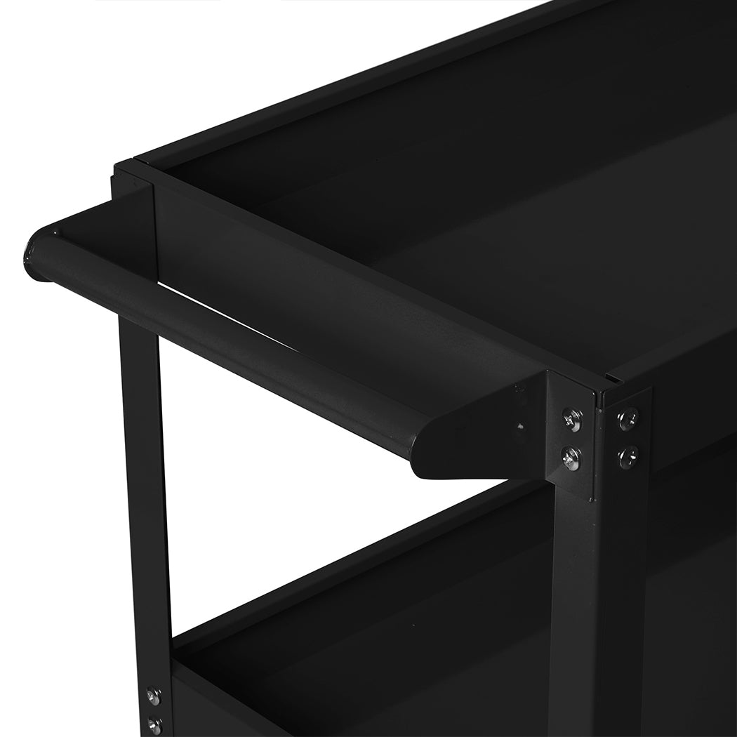 Traderight 3-Tier Tool Cart Trolley Black-1864184279207120900