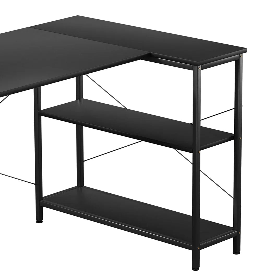 Levede L Shaped Computer Desk Home Desk Black-2029387250143465476