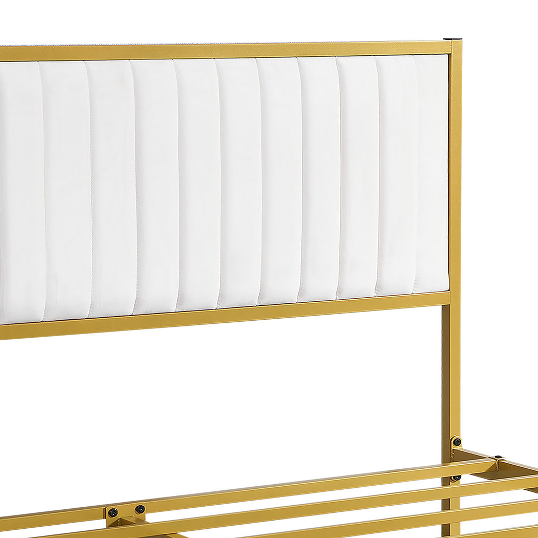 Levede Metal Bed Frame Under Bed Storage Double Beige-1894516794161500164