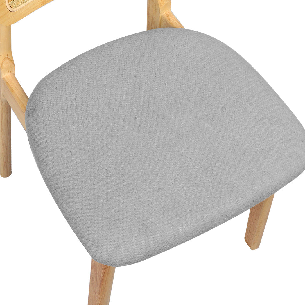 Levede 2x Dining Chair Wood Rattan Armless Natural-1894516800792694788