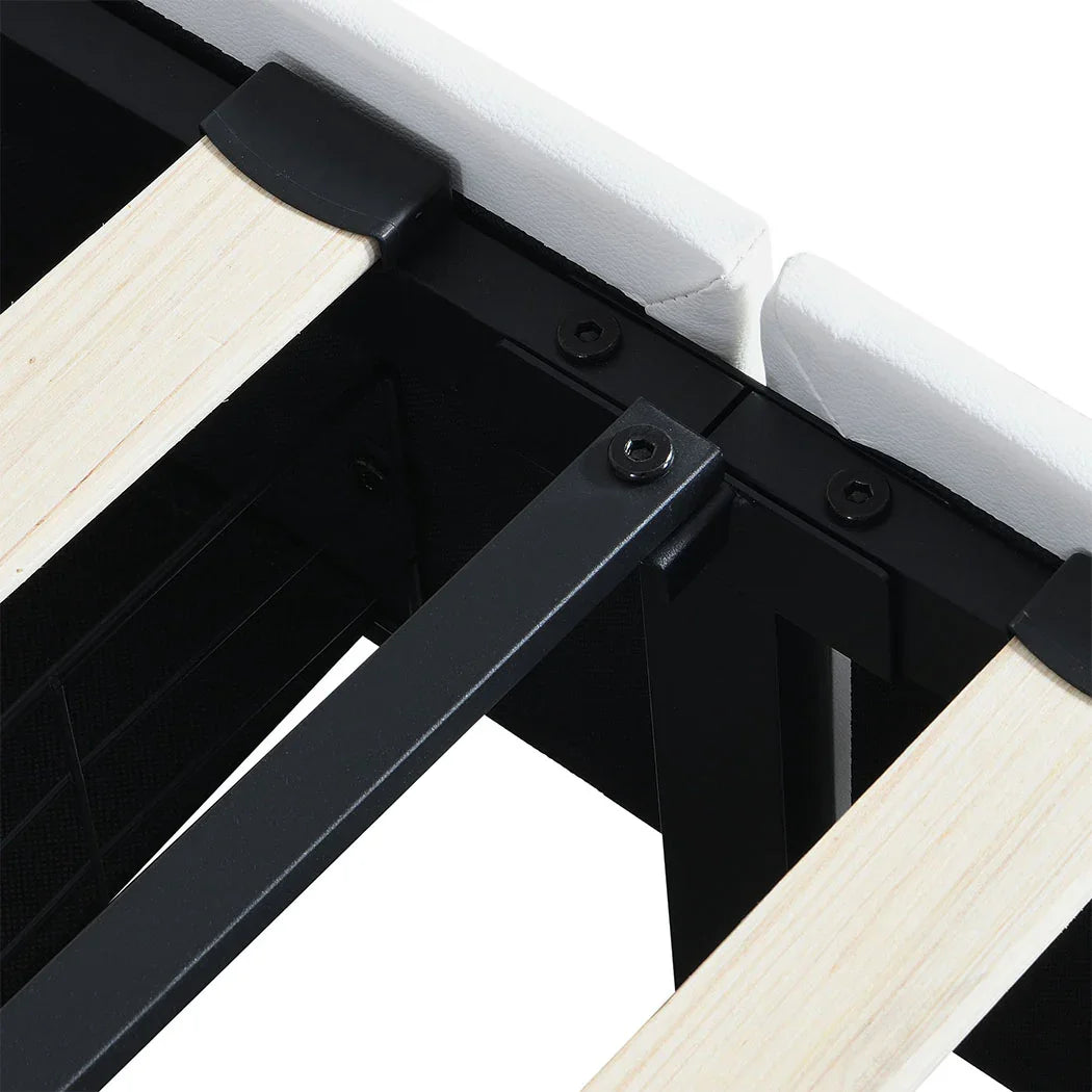 Levede King Bed Frame Leather Headboard RGB 2 Drawers-2050056740011118596