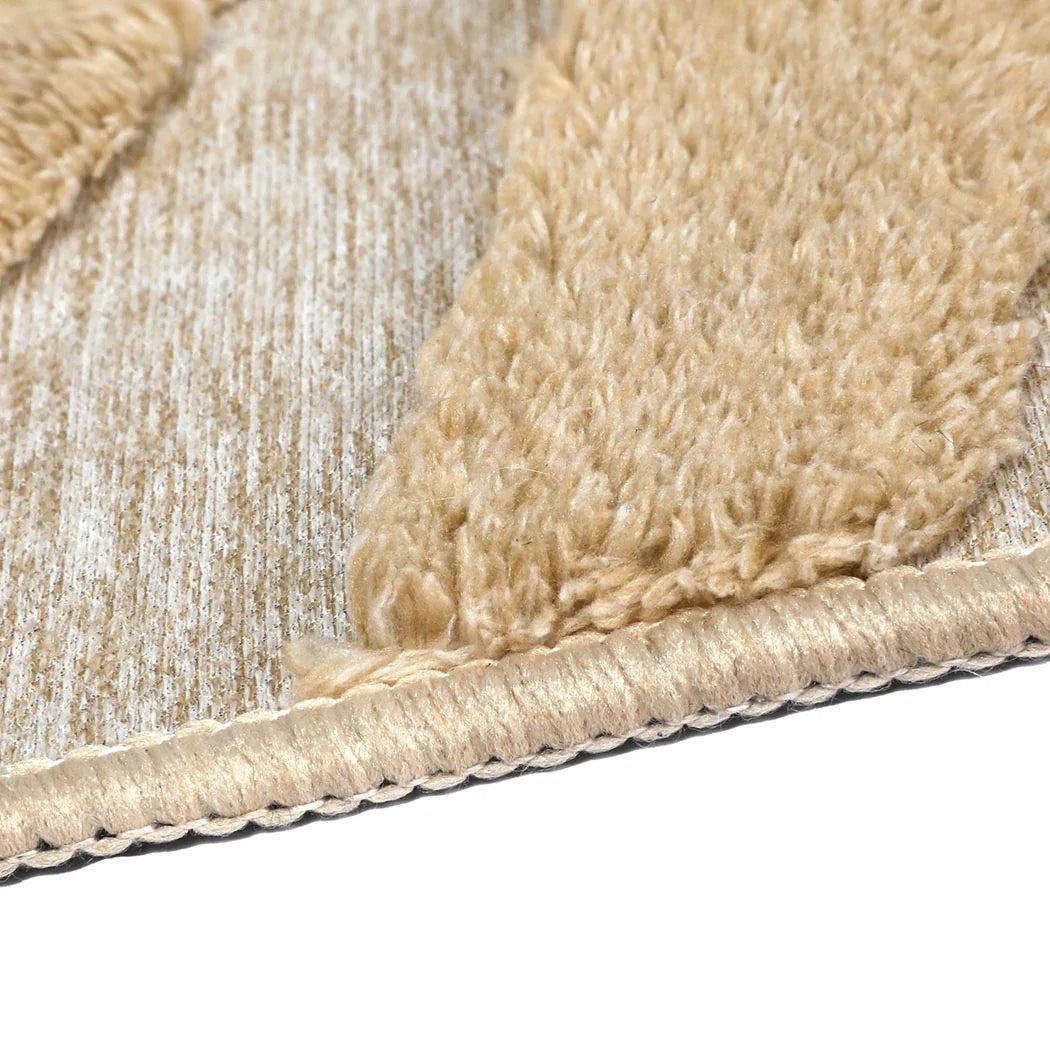 Marlow Floor Rug Soft Embossed Carpet Non Slip Plush Shaggy Rugs Leaf Pattern-2018816822400389124