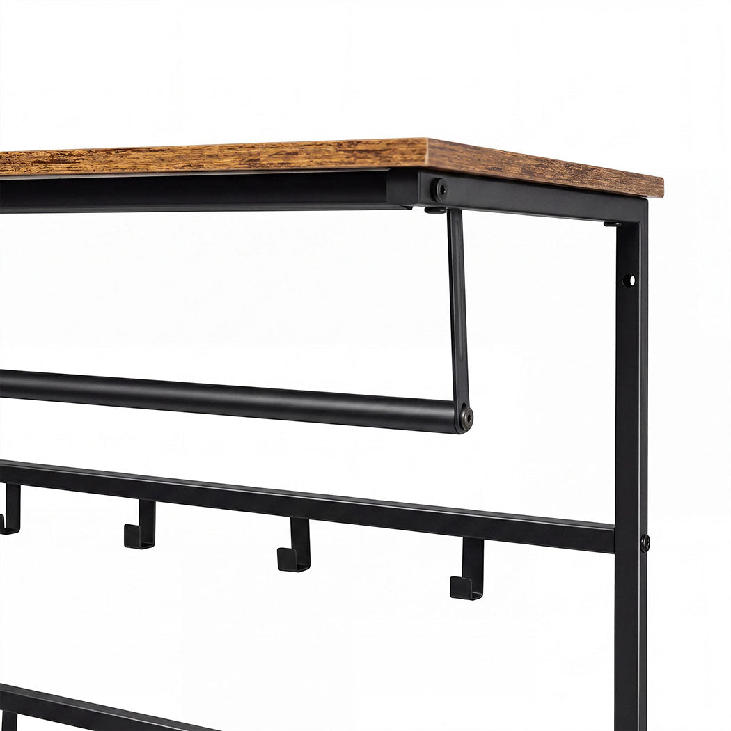 Levede Floating Shelves 10kg Wall Shelf Hooks Coat Rack Metal Wood Black-2100034943223730180