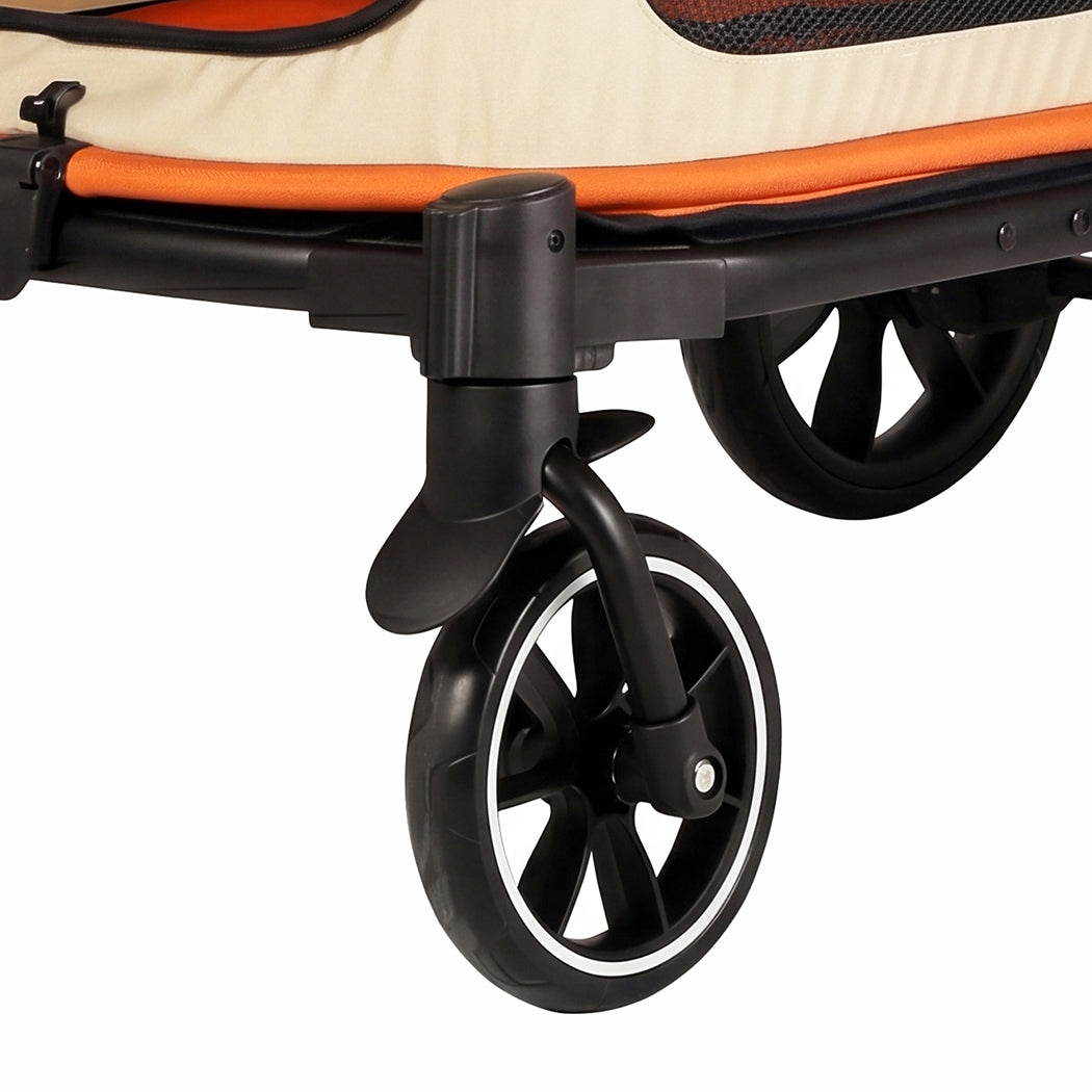 PaWz Dog Stroller Pet Pram Foldable Mesh Ventilated Seat Safety Leash Orange-2100034992506802180