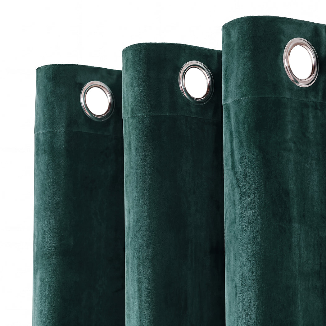 Marlow Blackout Curtains 2 Panels Velvet Room Darkening Eyelet Curtains Green-2072893568179113988