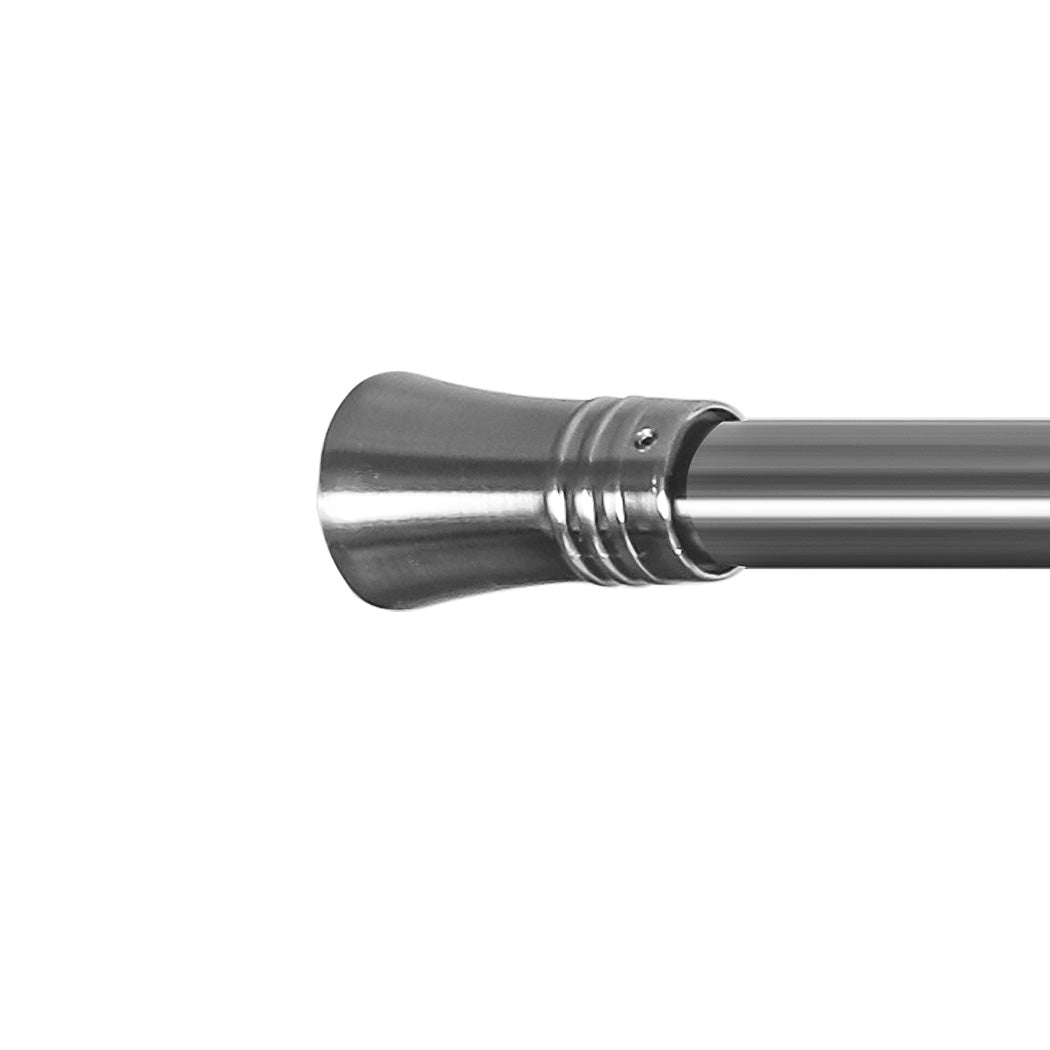 Marlow Silver Double Curtain Rod Steel Pole Pommel Set Extendable Adjustable-1894516738901544964