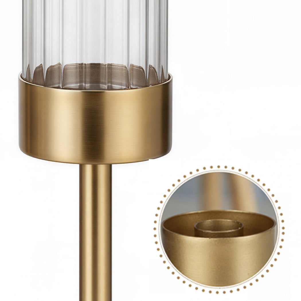 Levede Candle Holder 3Pc Removable Windproof Glass Shade Metal  Gold-2100034938635161604