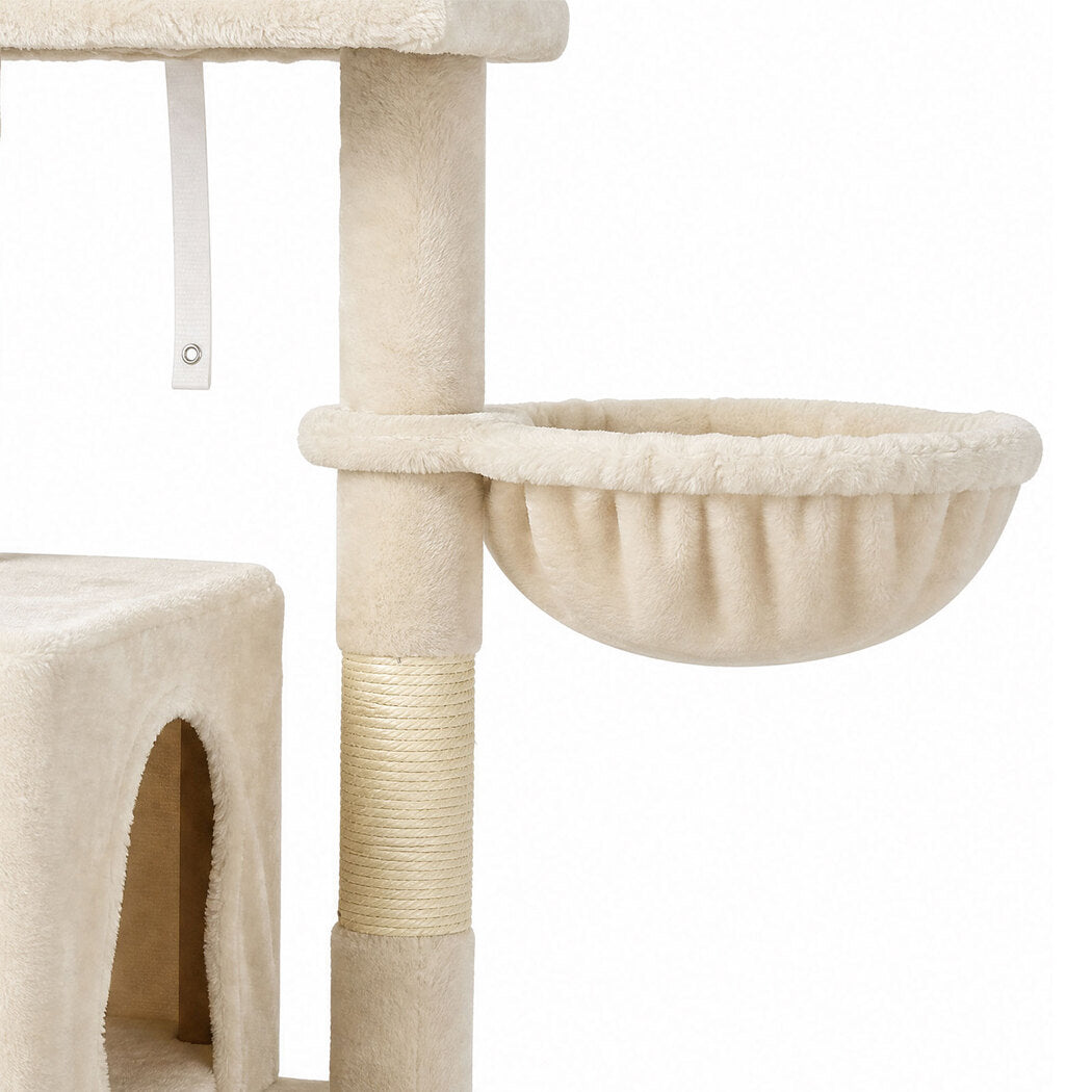 Pawz Cat Tree Cat Tower Multi-Level Cat Bed Cat Scratching Post 125cm Beige-2100034991751827460