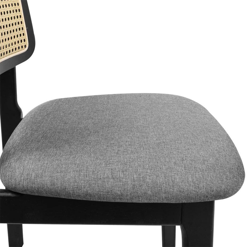 Levede 2x Dining Chair Wood Rattan Armless Black-2006732686818938884