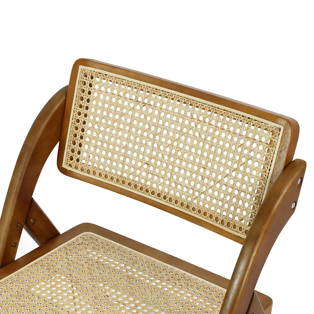 Levede 2X Foldable Rattan Dining Chairs Walnut-2006733269277741060