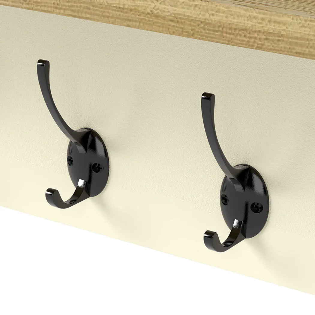 Levede Coat Rack Wall Mounted Shelf 7 Double Hooks Storage Entryway Hallway-2050056761783750660