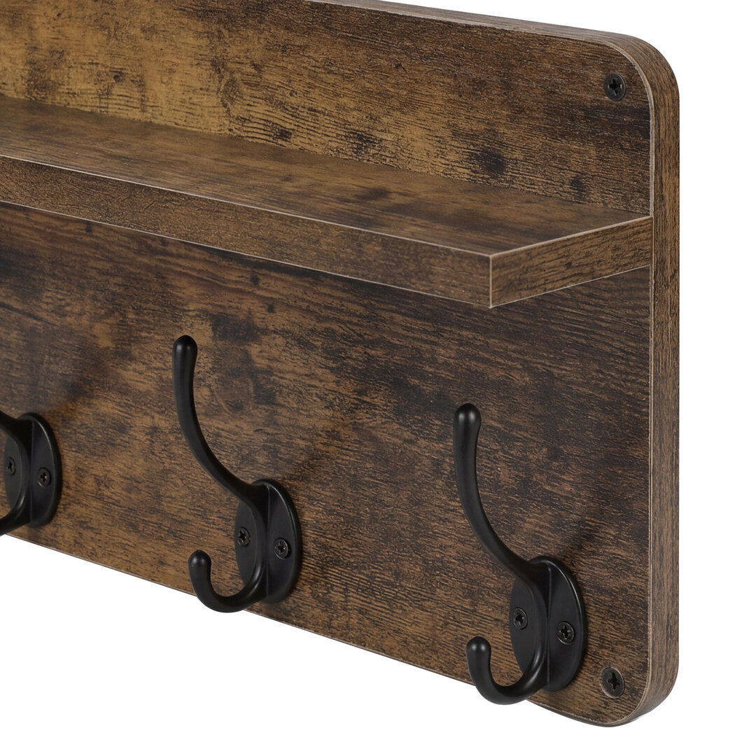 Levede Wall Mounted Coat Rack 2 Pcs Entryway Organizer Storage Rack Shelf Hooks-2061251860060311556