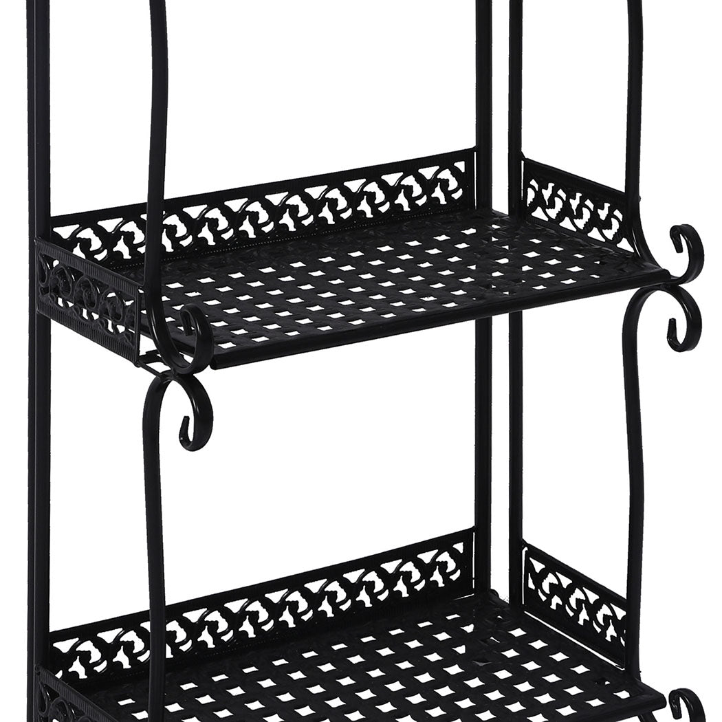 Levede Plant Stand 3 Tiers Outdoor Indoor Black-2065254382647250948