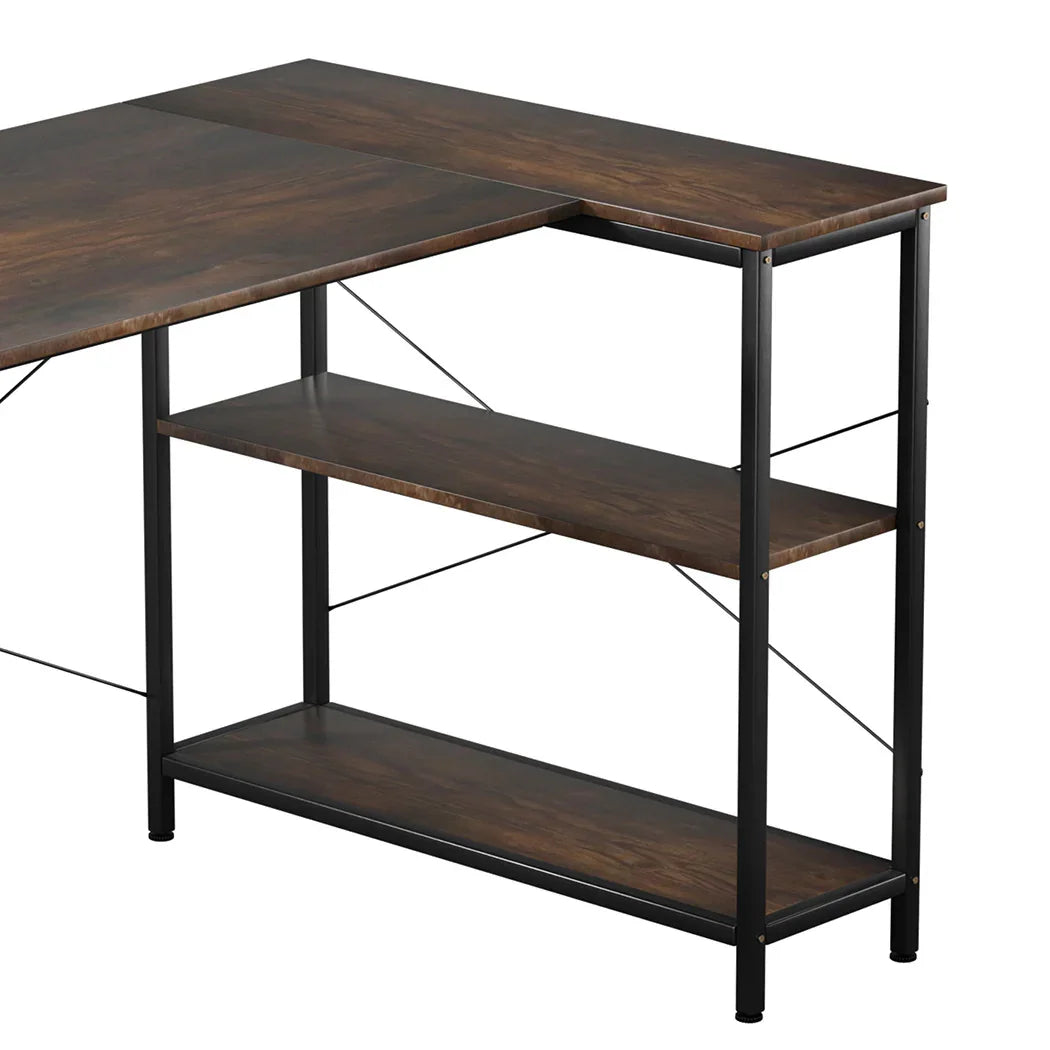 Levede L Shaped Computer Desk Corner Desk Brown-2018816895477747716