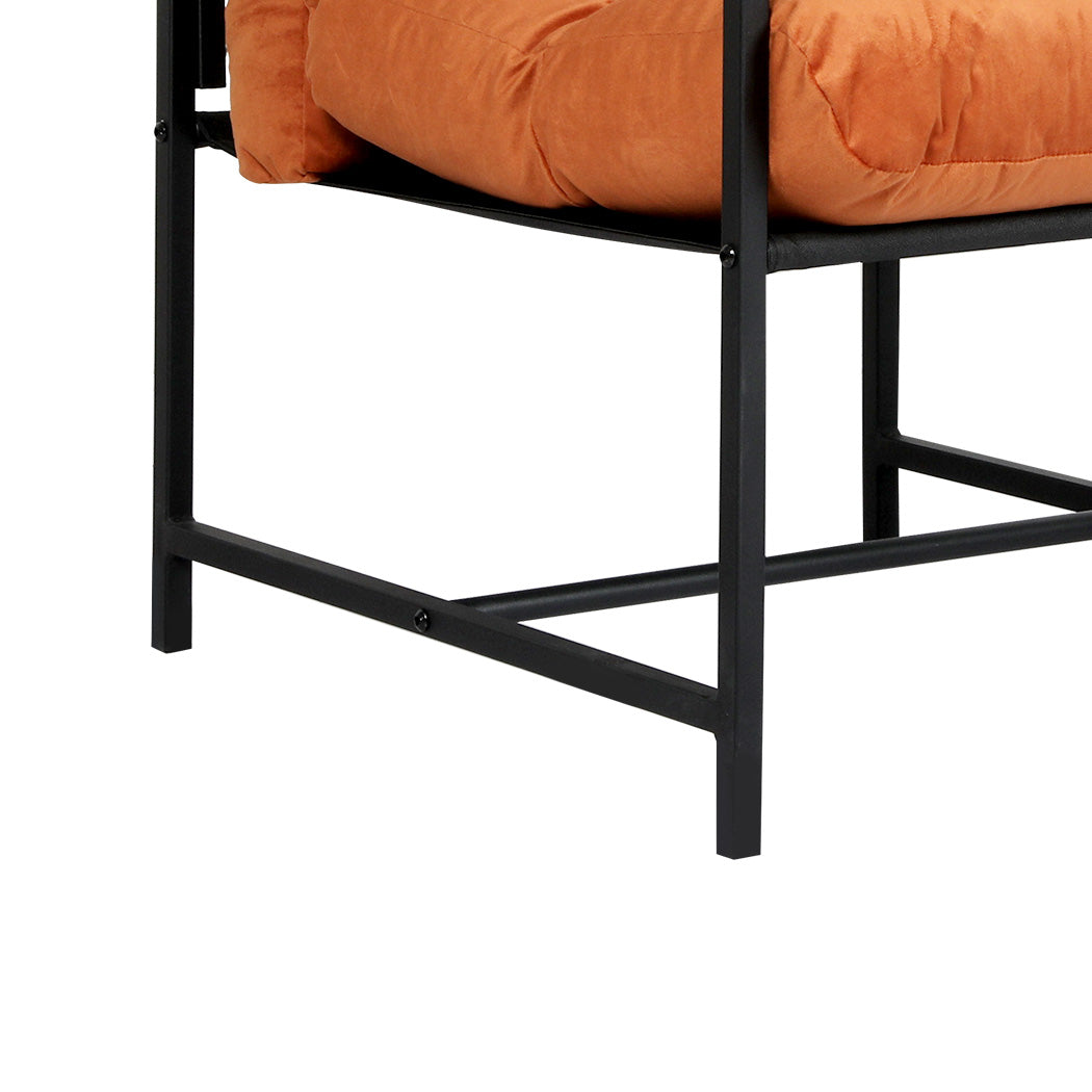 Levede Metal Framed Lounge Chair Velvet in Orange-1919278353270050820