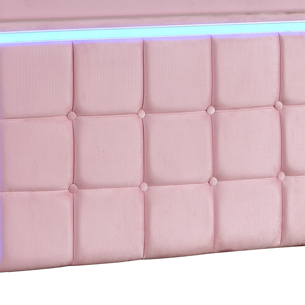 Levede King Single Floating Bed Frame With RGB LED Light Headboard USB Charge-2100034937645305860