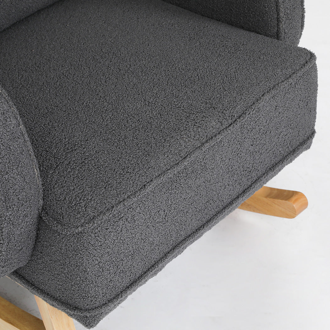 Levede Fleece Rocking Chair with footstool-1937319794885922821