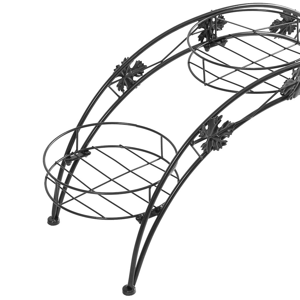2X Plant Stand Outdoor Indoor Metal Black-1894516823869755397