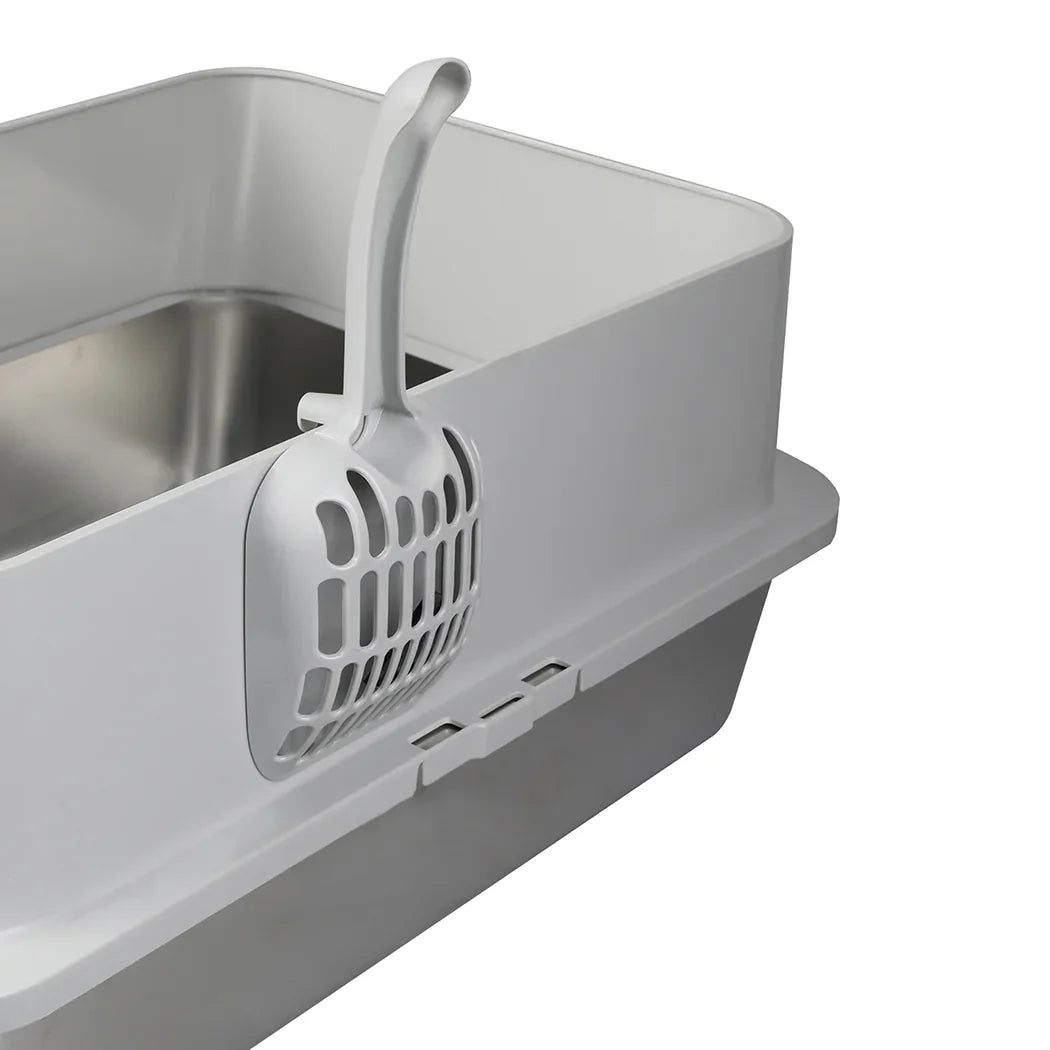 Pawz Stainless Steel Cats Litter Box Hooded High Enclosed Large Kitty Toilet-2050056767643193349