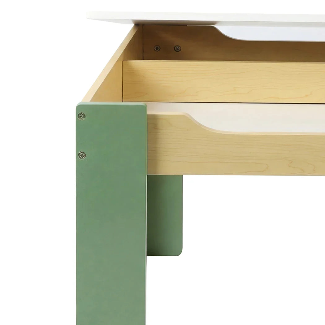 Levede Kids Table and Chairs Set 3-in-1 Chalkboard Storage Learning Dining Desk-2050056790908997637