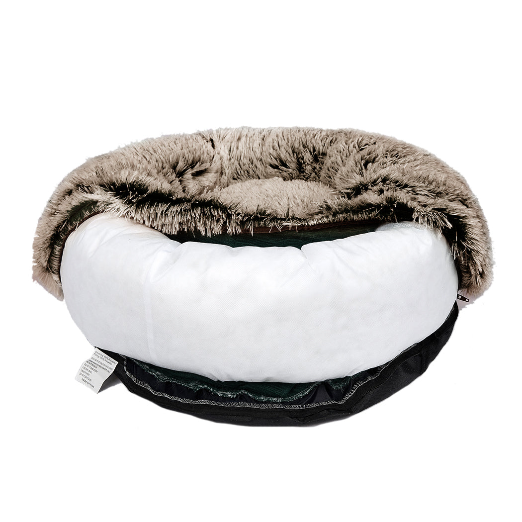 PaWz Pet Bed Cat Dog Donut Nest Calming L Brown Large-2018816774438522885