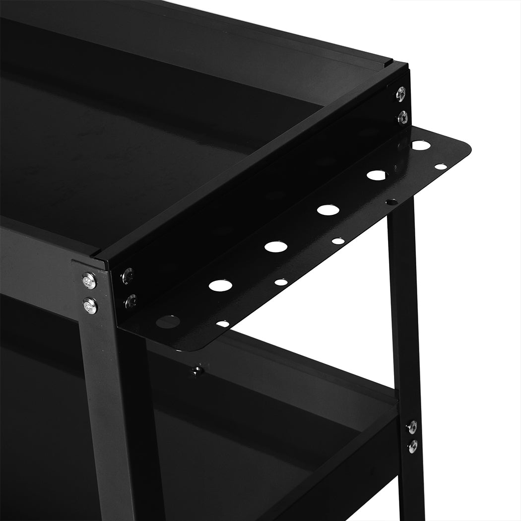 Traderight 3-Tier Tool Cart Trolley Black-1864184279207120901