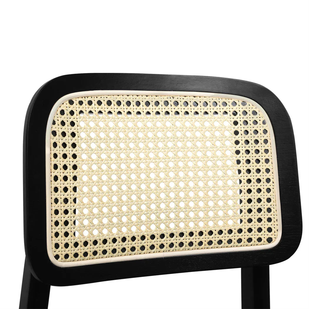 Levede 2x Dining Chair Wood Rattan Armless Black-2006732686818938885