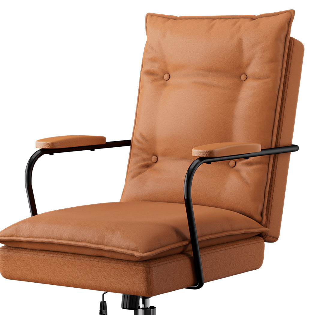LEVEDE Ergonomic Office Chair Computer PU Brown-1910149778990305285