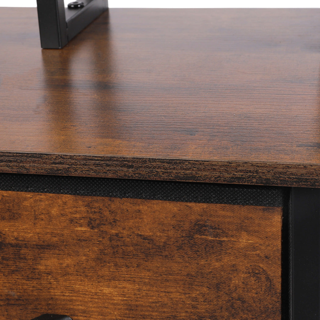 Levede Bedside Table with Charging Station 3 Drawer RGB Light Night Stand Brown-2109799597113806854