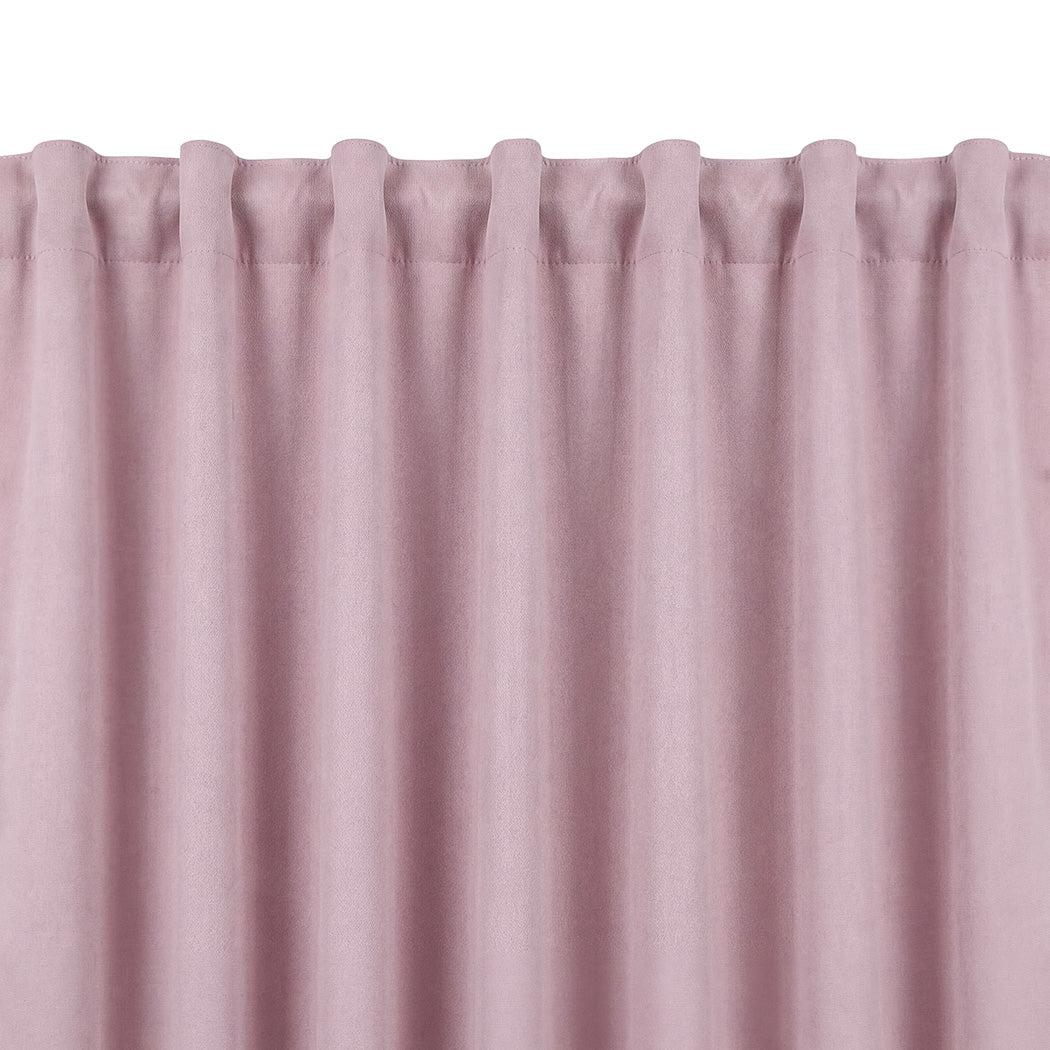 Marlow Blackout Curtains Pink 2 Panels Thermal Insulated Pom Pom 132cm x 213cm-2072893564165165061