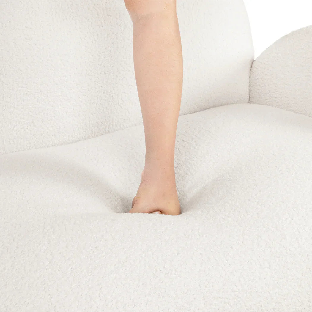 Levede Cloud Sofa 3 Seater Sherpa Fleece White-2006732843321004037
