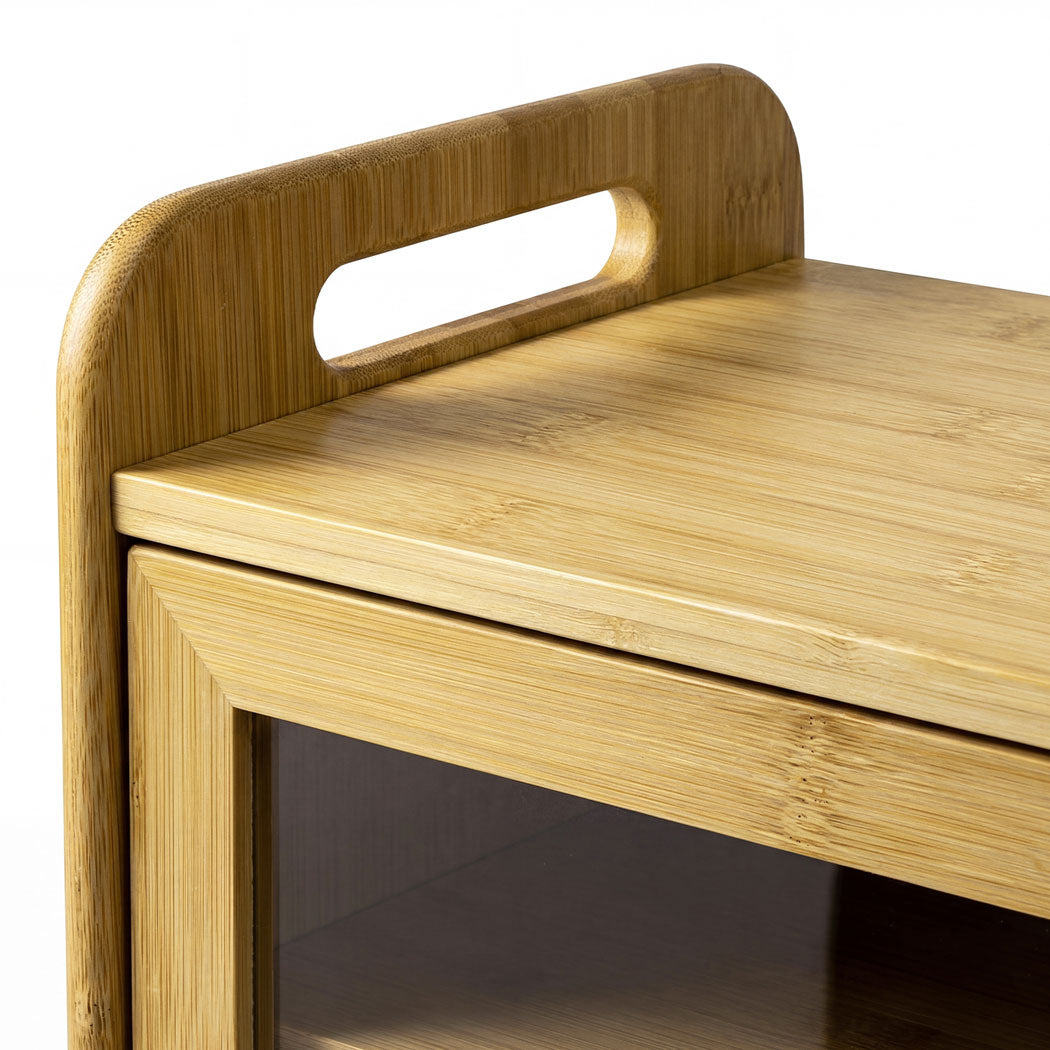 Toque Bread Bin 2 Tier Bamboo Bread Box Kitchen Counter Storage Container 20L-2072893581785436165