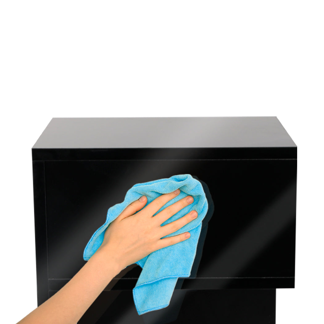 Levede 1xBedside Tables Drawers Side Black-1864184438766833669