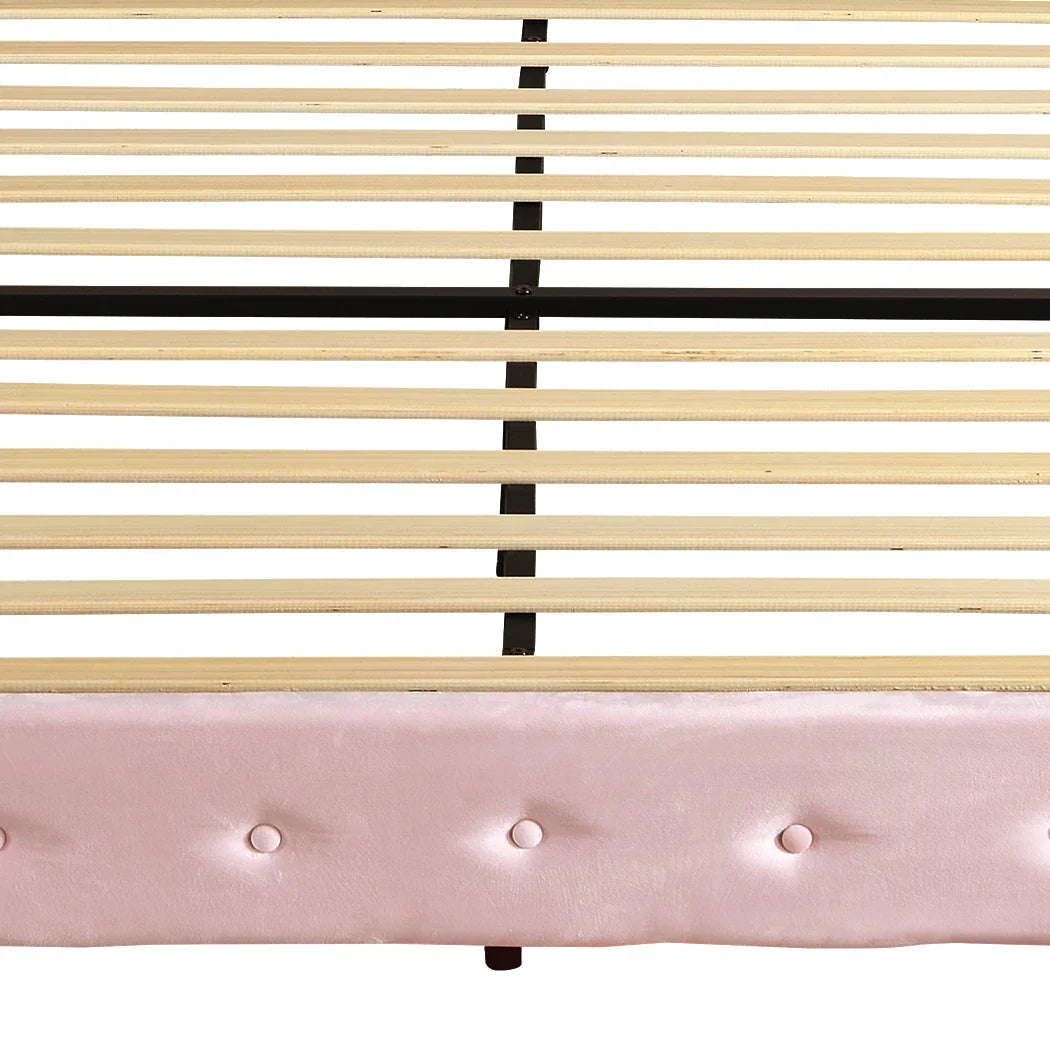 Levede King Floating Bed Frame LED Headboard USB Pink-2050056739193229317