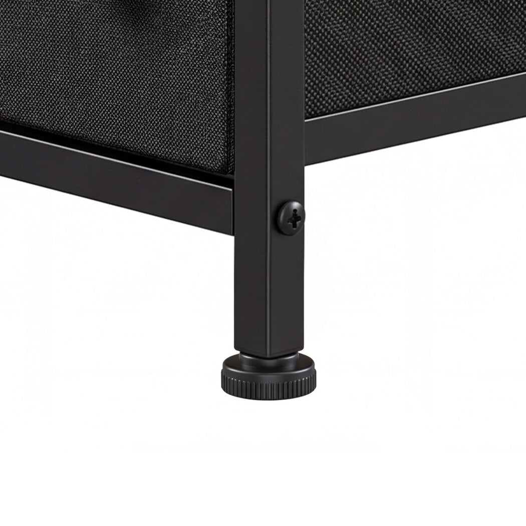 Levede Bedside Table Narrow Side Table with LED Charging Station Black-2100034980301377541