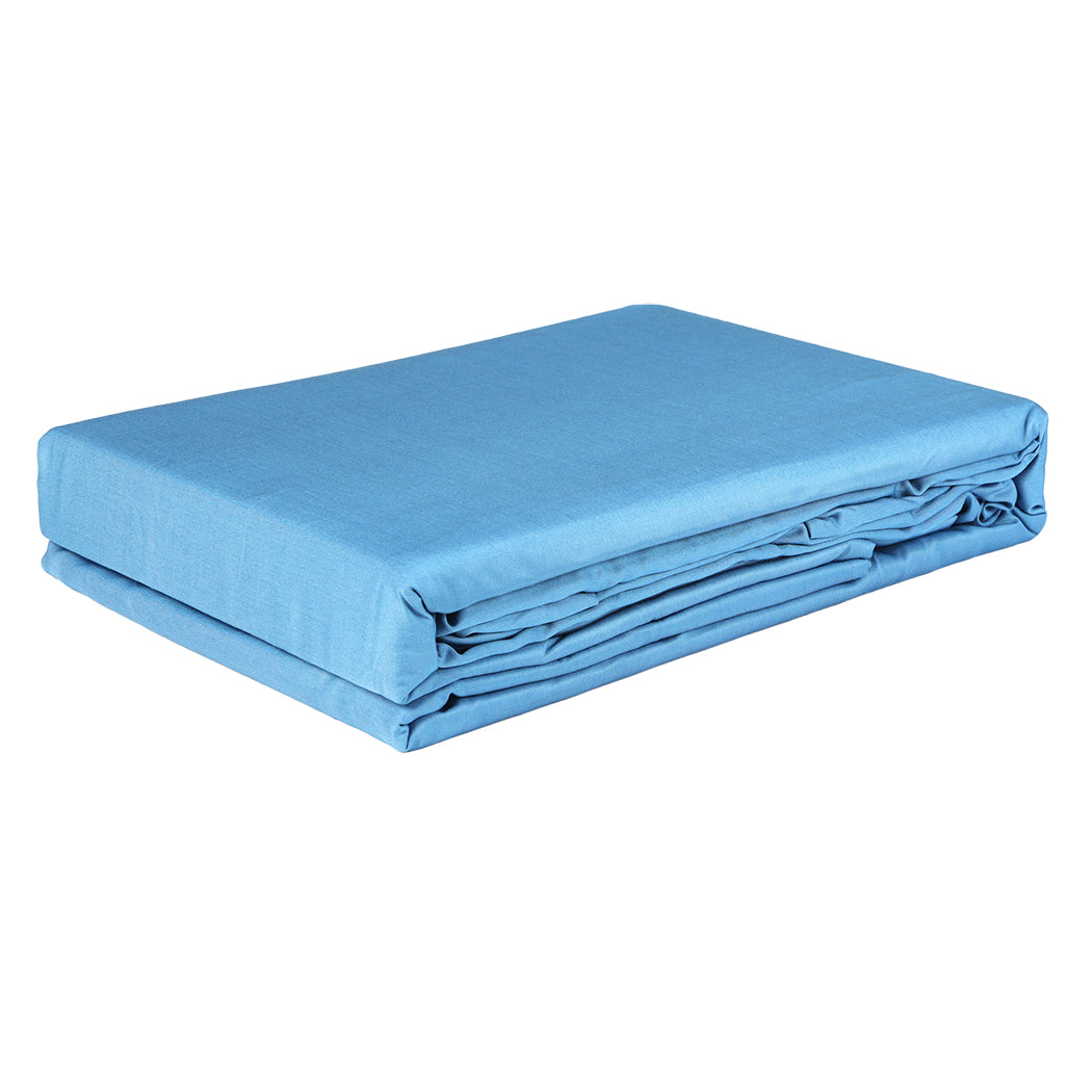 Dreamz 4pcs Double Size 100% Bamboo Bed Sheet Set in Blue Colour-1864183183050936325