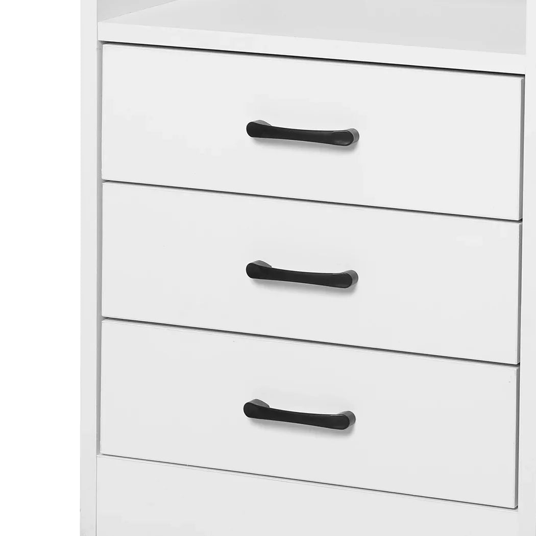 Levede Bedside Table USB Charger Outlet LED White-2029387251049435141