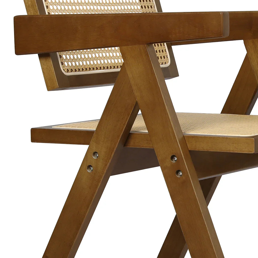 Levede 4x Walnut Wicker Armchair Dining Chair-2018816918626111493