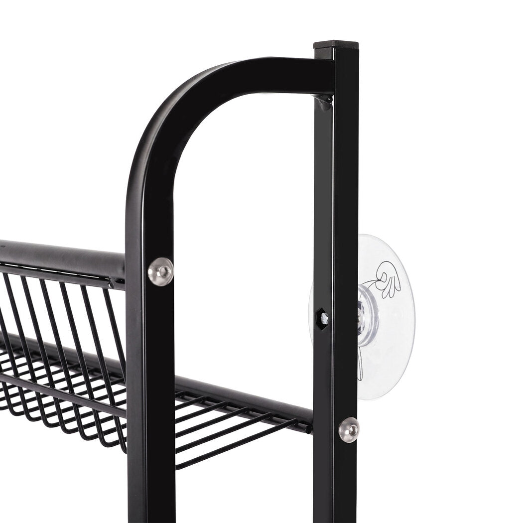 Levede Slim Storage Rack Kitchen Organiser Wall Mounted Metal Shelf Black-2072893555600396293