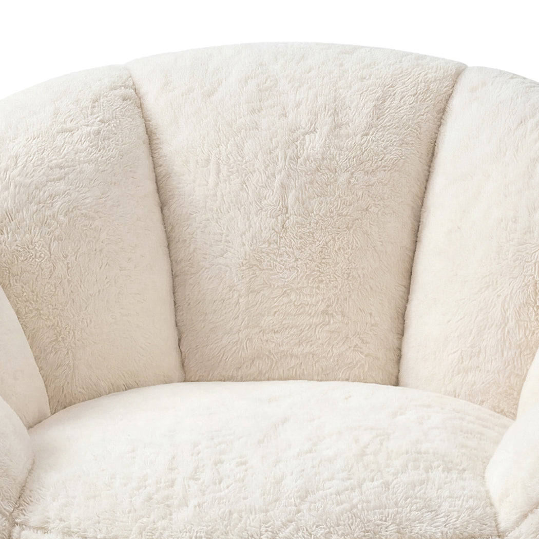Levede Bean Bag Chair Faux Rabbit Fur Floral Shaped Reading Sofa Chair White-2109799585139068934
