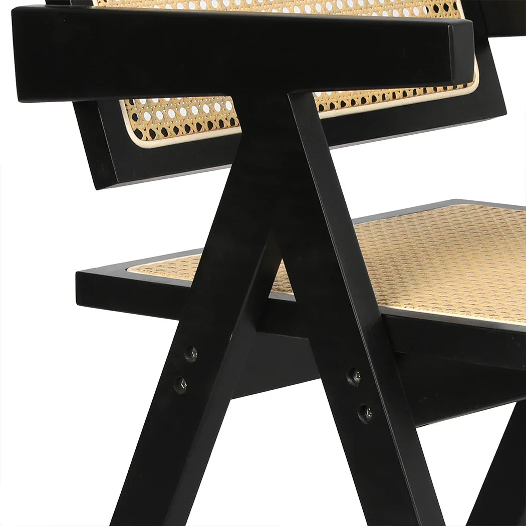 Levede 8x Black Wicker Armchair Dining Chair-2029387210922528773