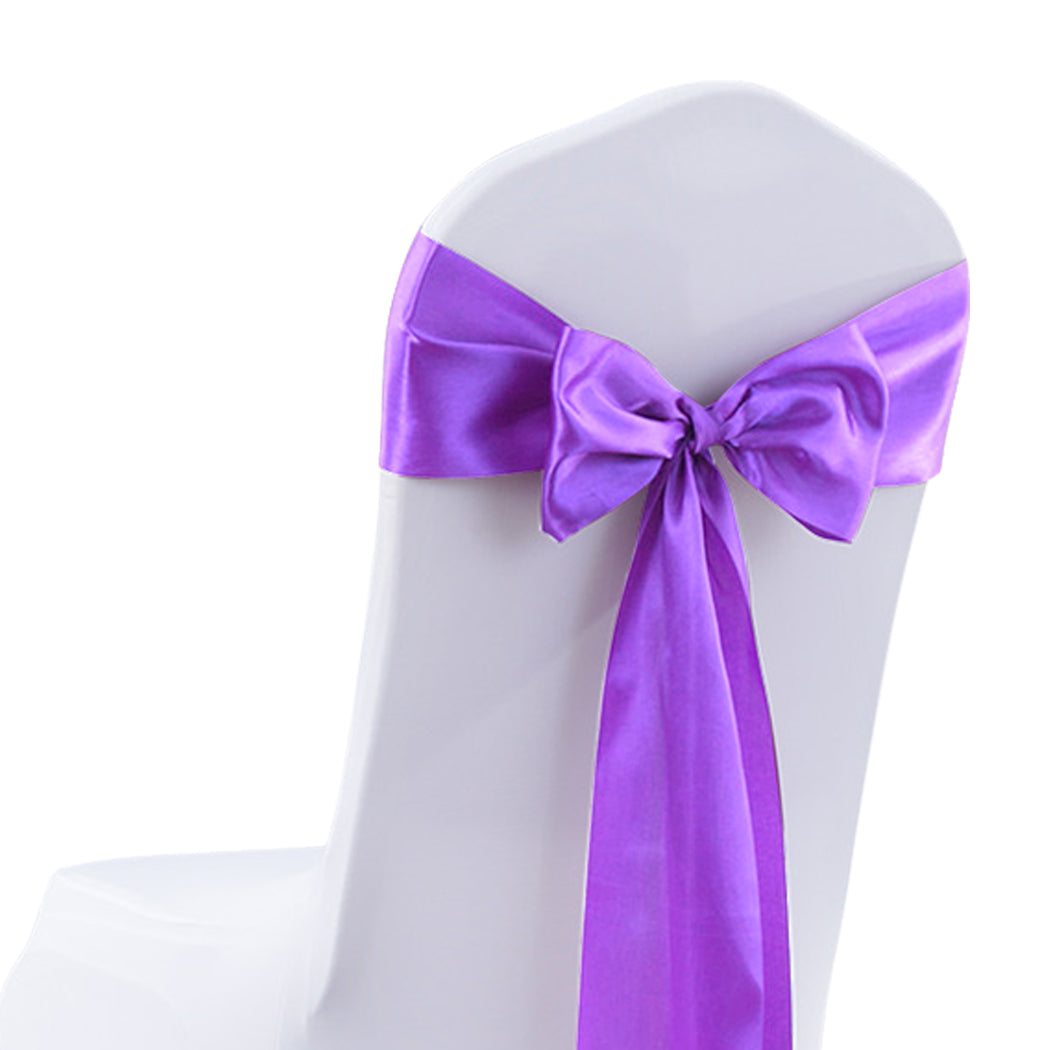 20x Multicoloured Satin Chair Sashes Lavender-2065254449840001029