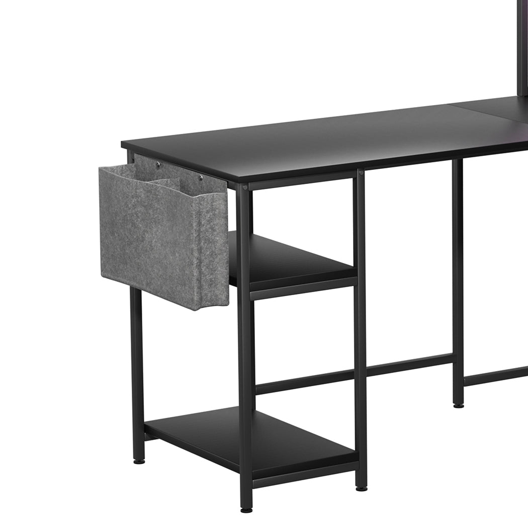 Levede L Shaped Gaming Desk with LED Lights Black-1950769998926581765