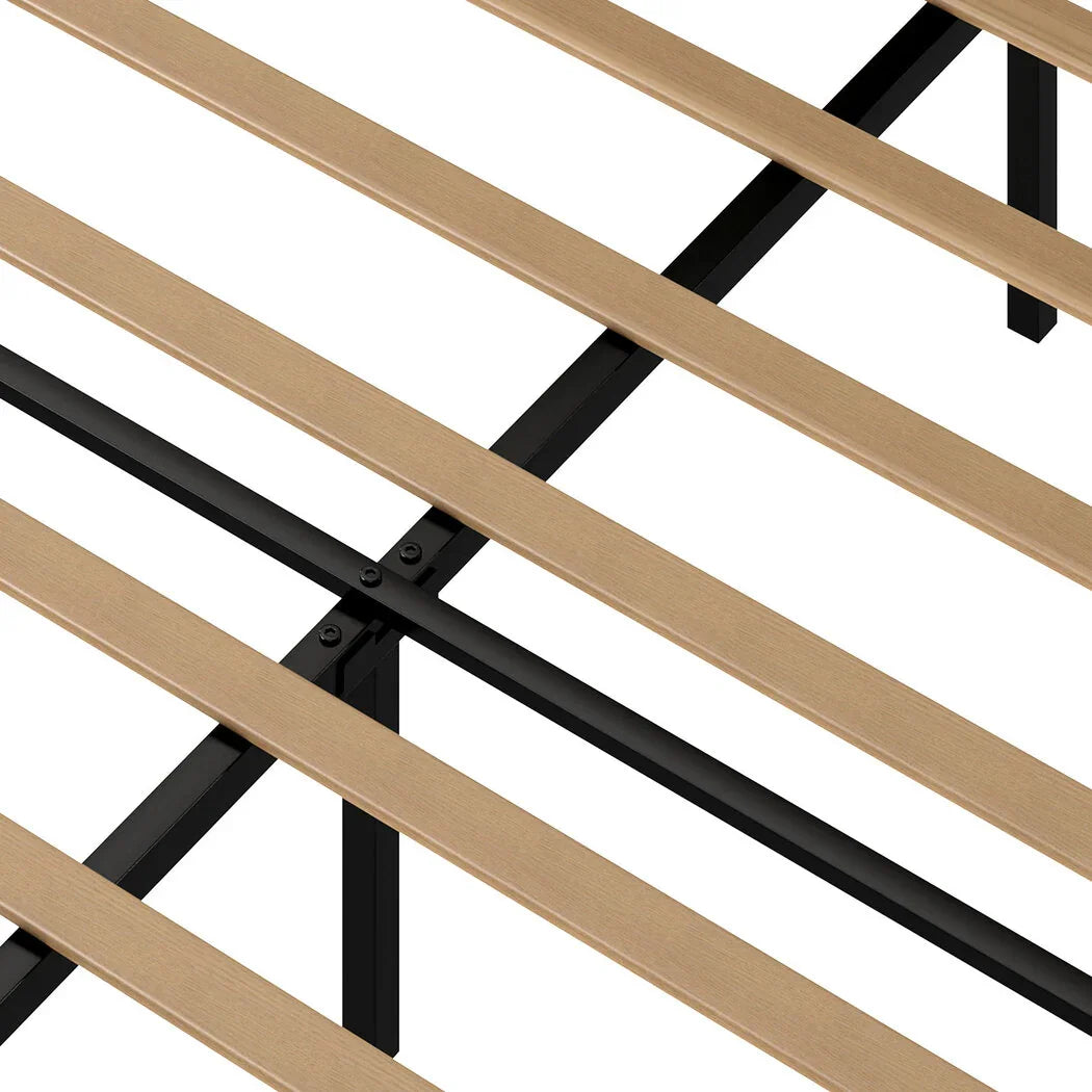 Levede Double Bed Frame Upholstered Adjustable Headboard Bed Platform Dark Grey-2050056771191574533