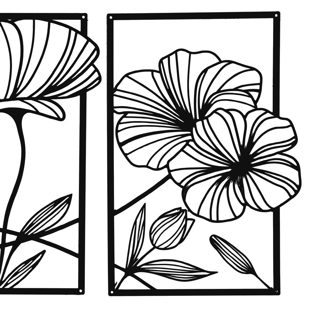 Yezi Metal Wall Art 4Pcs Floral Minimalist Line Decor-1910149776071069701
