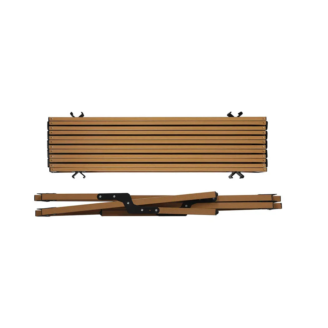 Levede Folding Camping Table Chair Set Oak-2006733114654724101