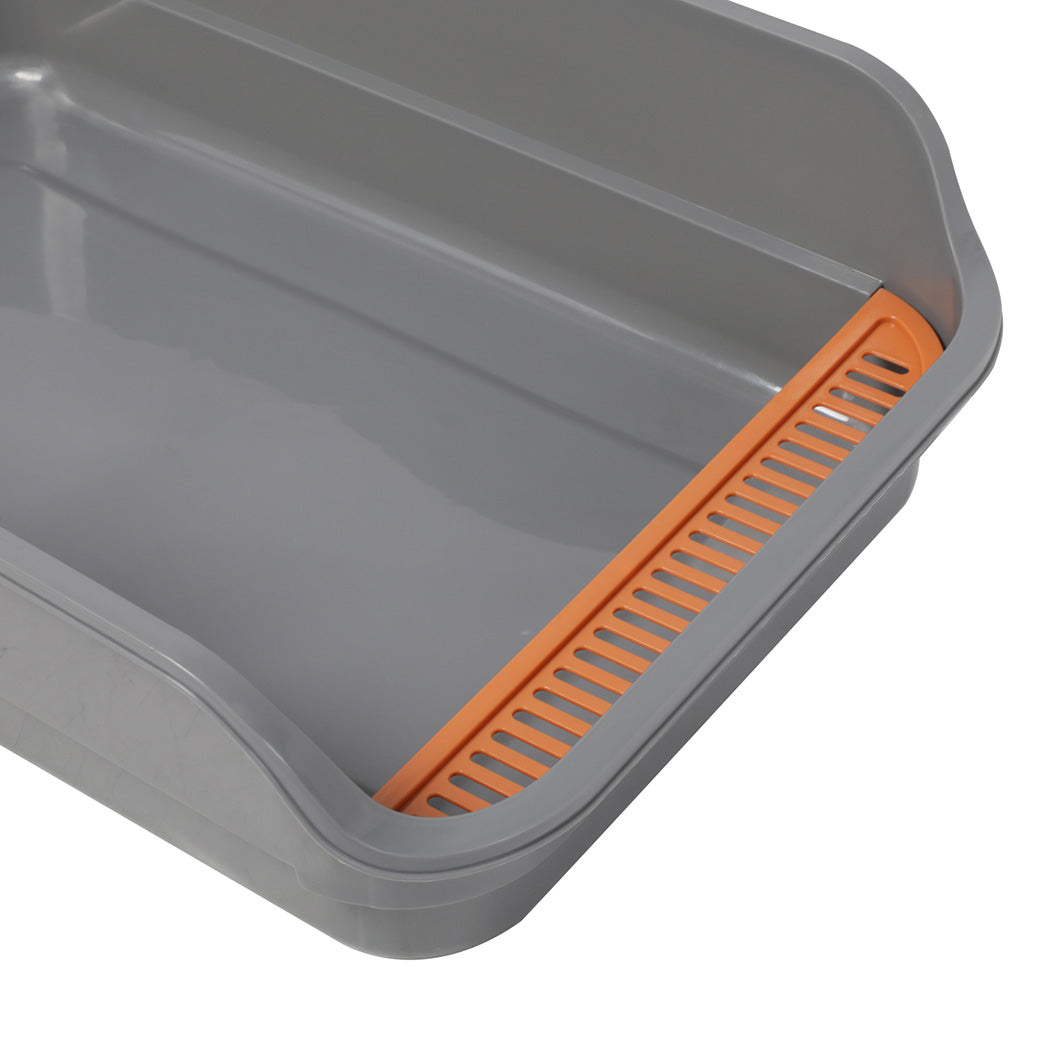 Pawz Large Cat Litter Box High Sided Open Top Cat Litter Tray 60cm Grey-2072893574265049093