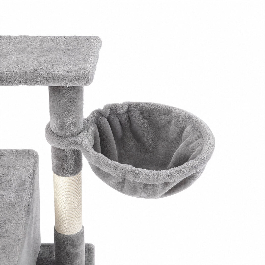 Pawz Cat Tree Cat Tower Multi-Level Cat Bed with Condo 125cm Plush Gray-2100034991957348357