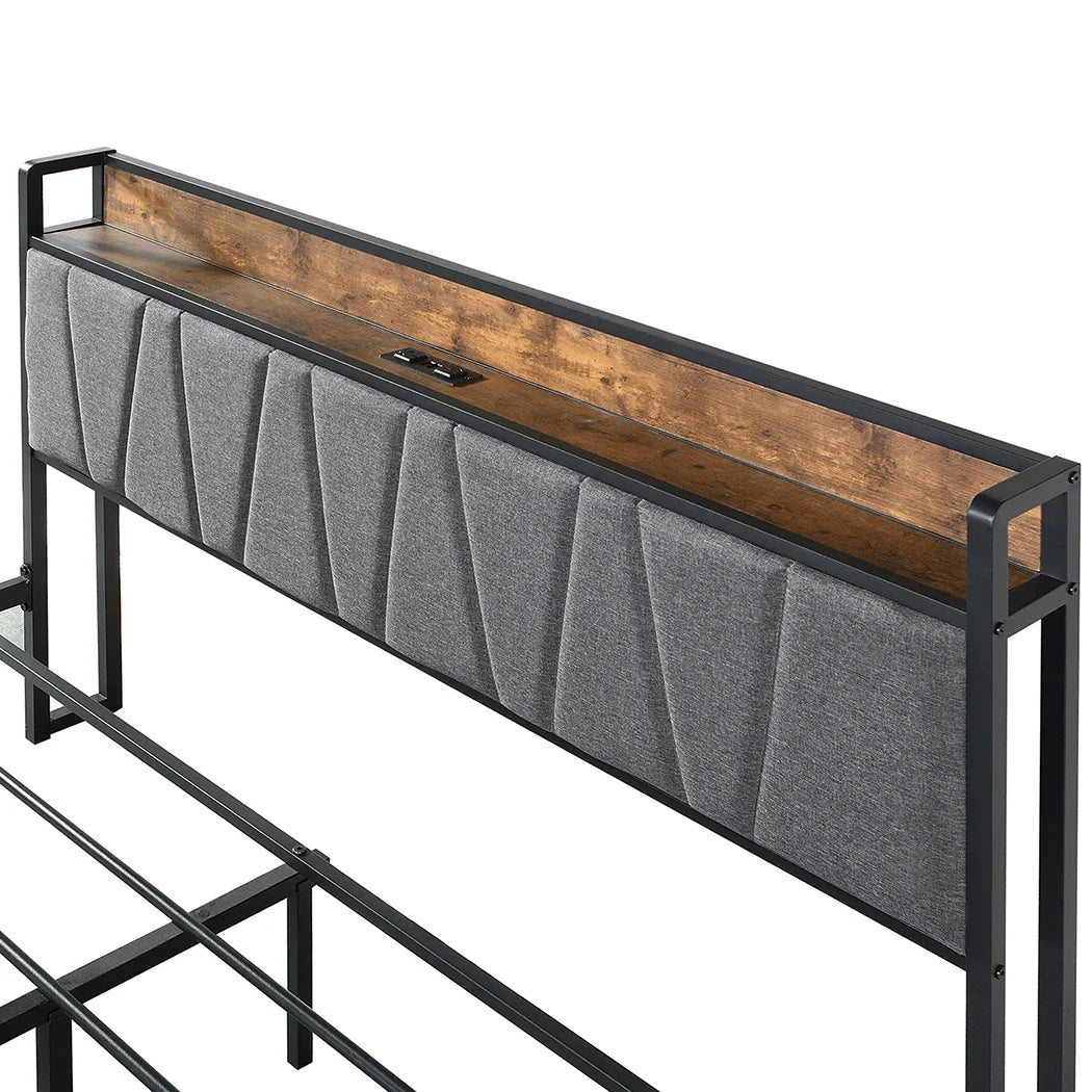 Levede Queen Bed Frame Tufted Headboard USB Charge-2006733226692972549