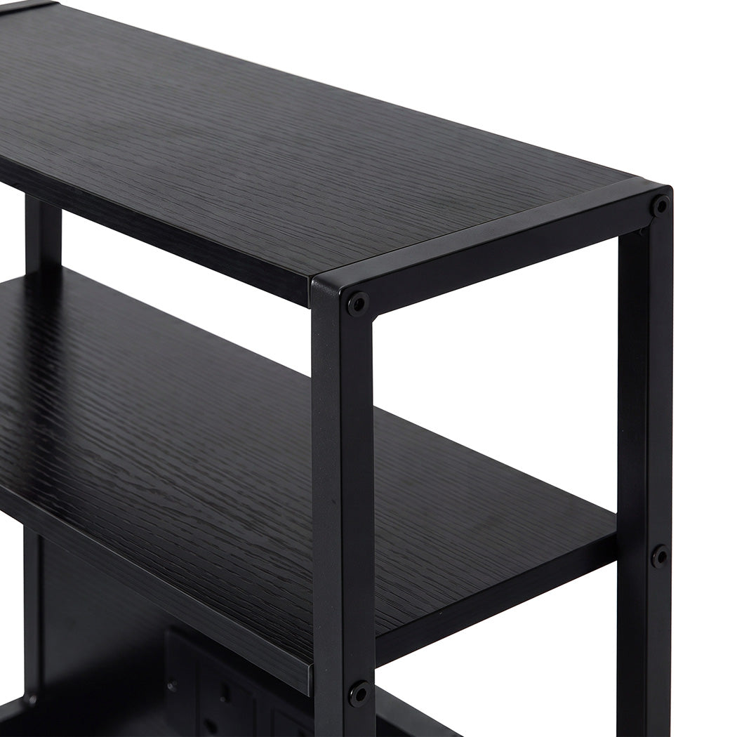 Levede Bedside Table with Charging Station LED Lights Black-2100034980859219973